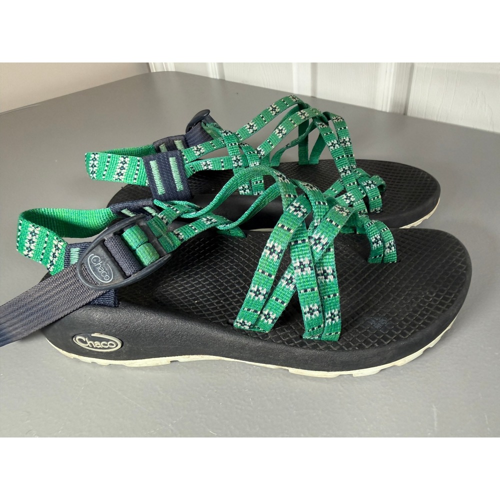 Chaco Z Cloud 2 Women's 7 Green Blue Double Strap Toe Loop Sandals J106112